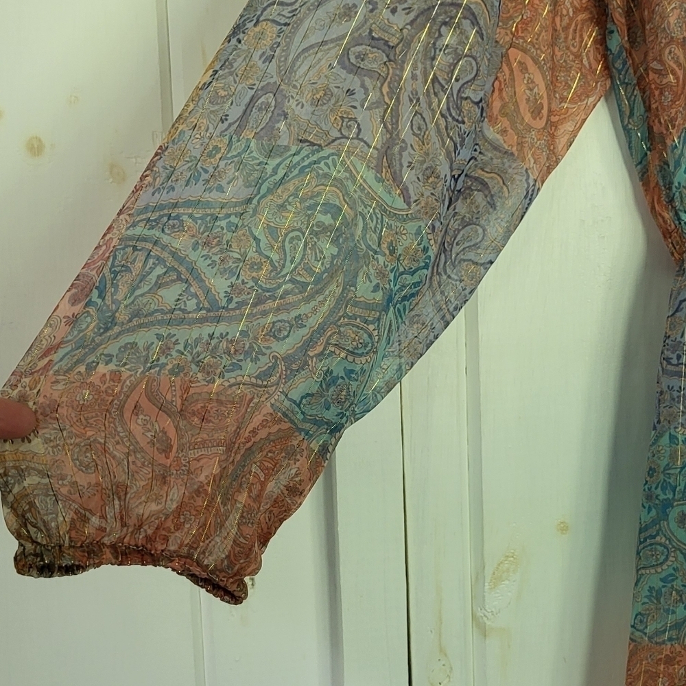 Boston Proper Patchwork Paisley Button-front Long… - image 4